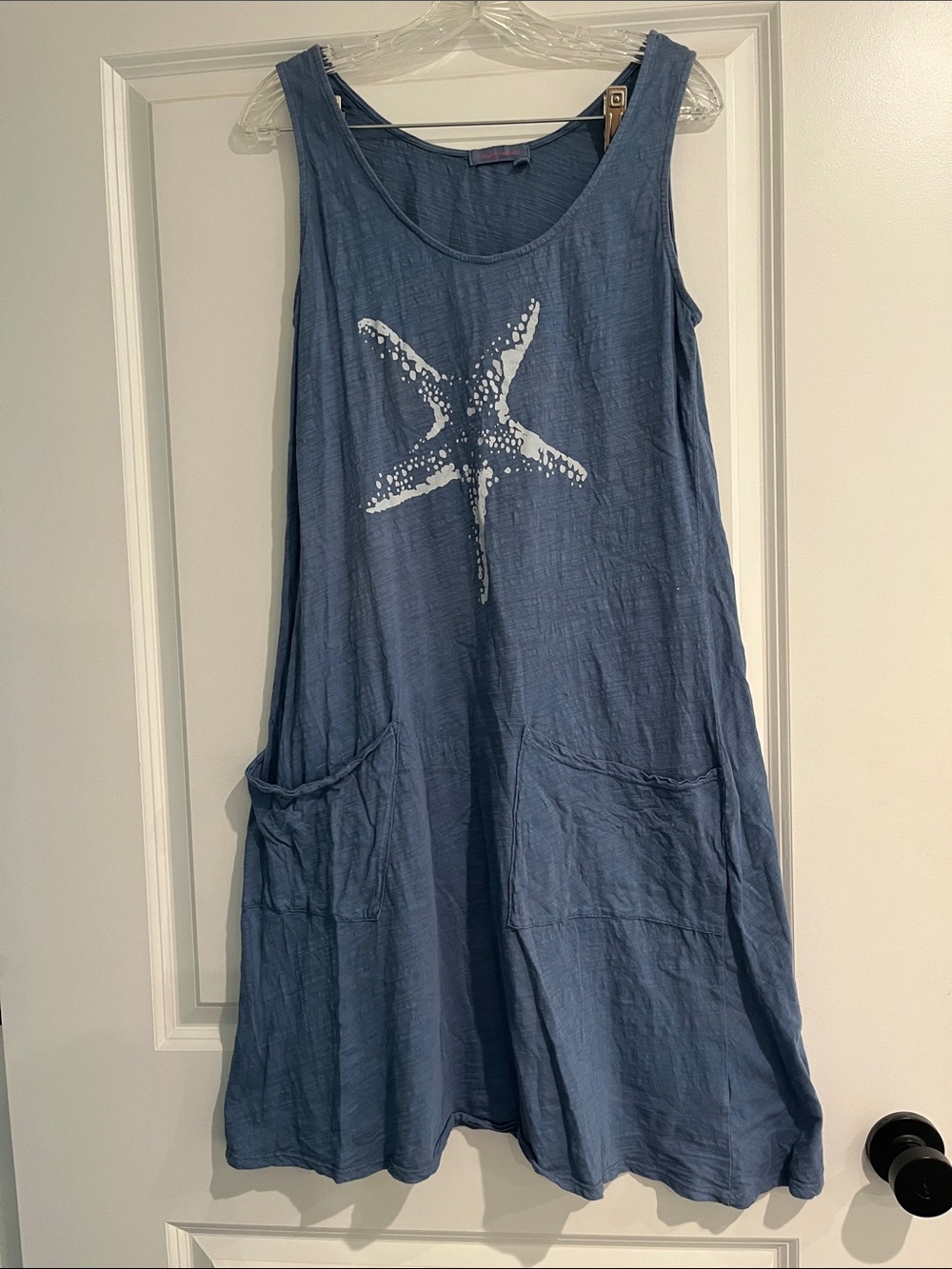 Fresh Produce Blue Starfish Swim Cover-Up Dress cotton sz S small